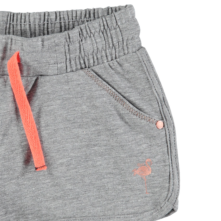 Korte jersey short met flamingo print 