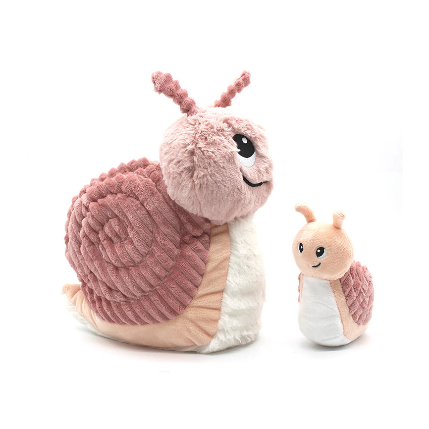 Peluche Ptipotos maman escargot Speedou et son bébé rose 