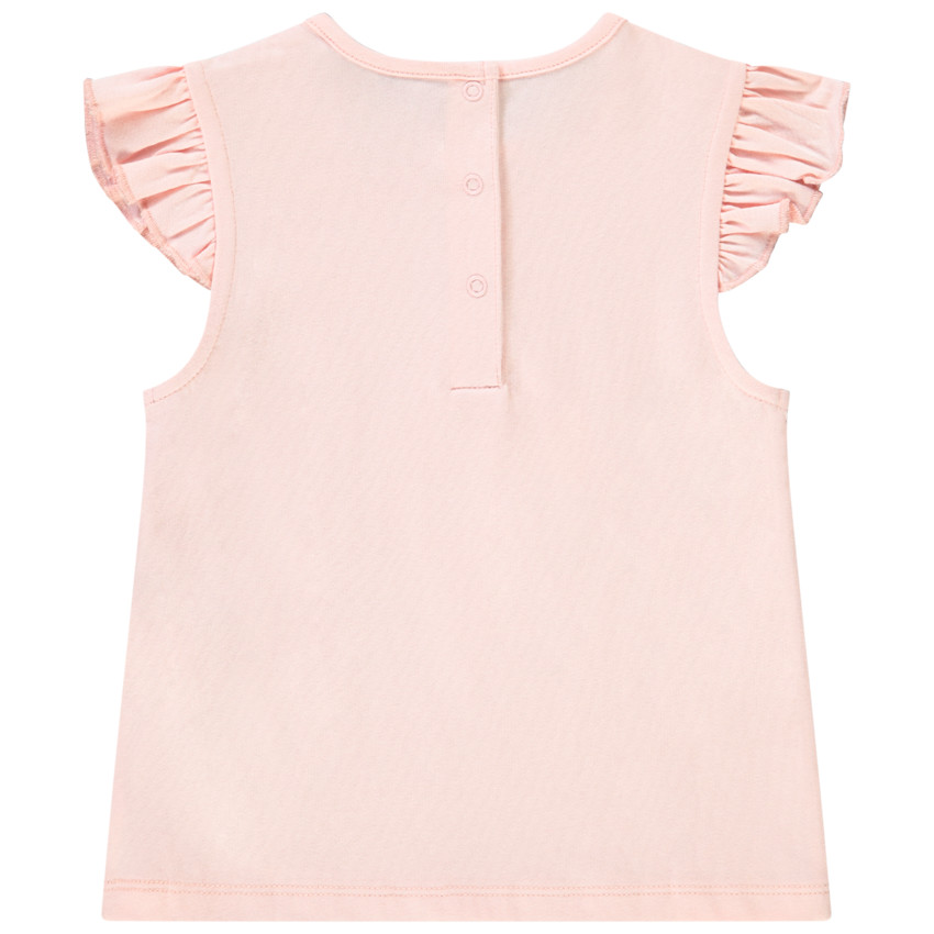 T-shirt met korte mouwen met ruches in jersey met print voor baby meisje 