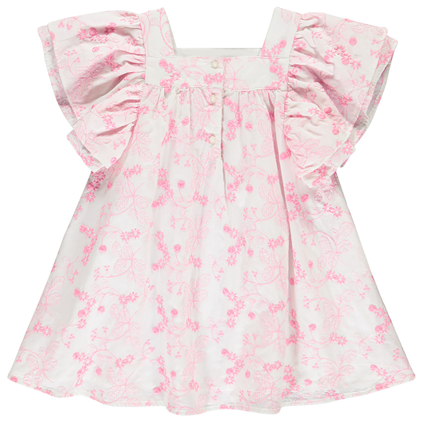 Robe manches courtes en broderie anglaise pour bébé fille 
