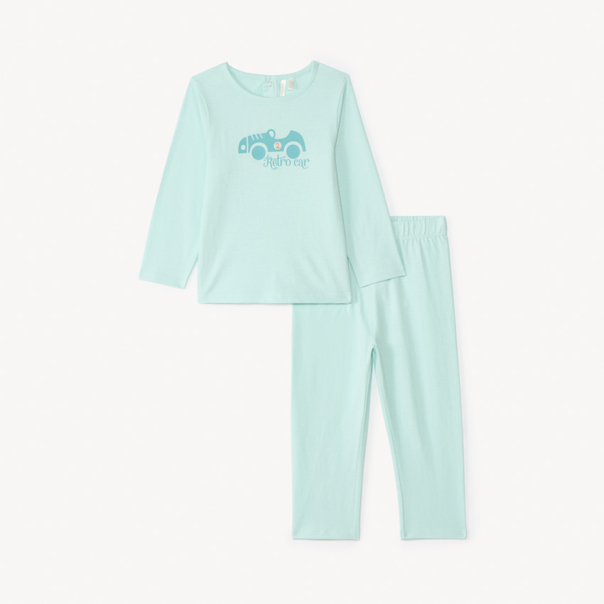 Set pyjama lange van bedrukt jersey voor jongen. 