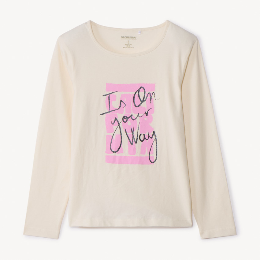 T-shirt manches longues à print pailleté pour fille 