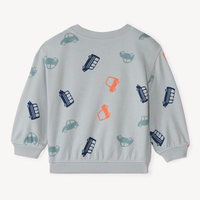 Oversized fleece sweatshirt met voertuigenprint voor babyjongen 