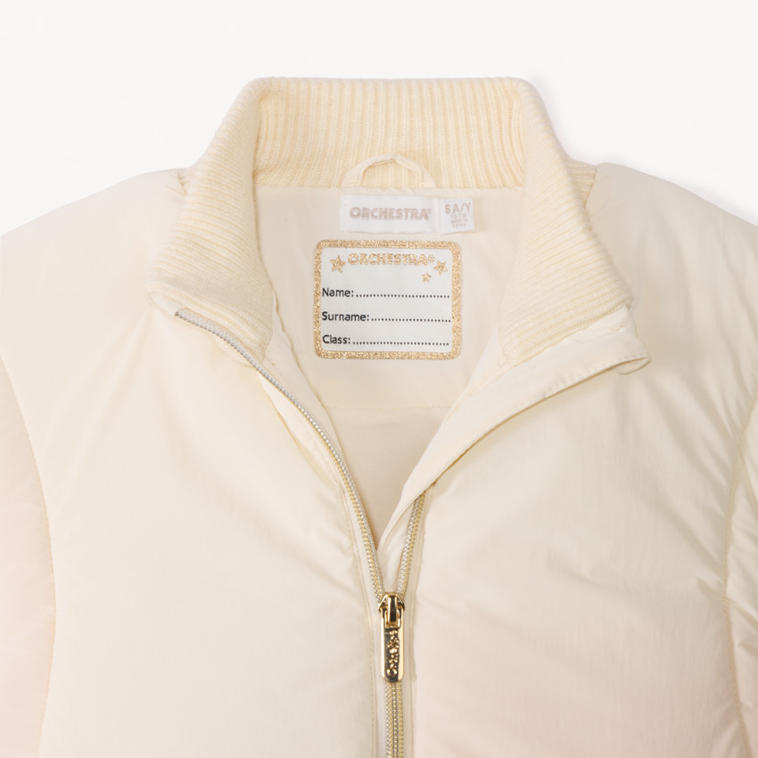 Donsjas van stof en gebreid met opstaande kraag voor meisjes 