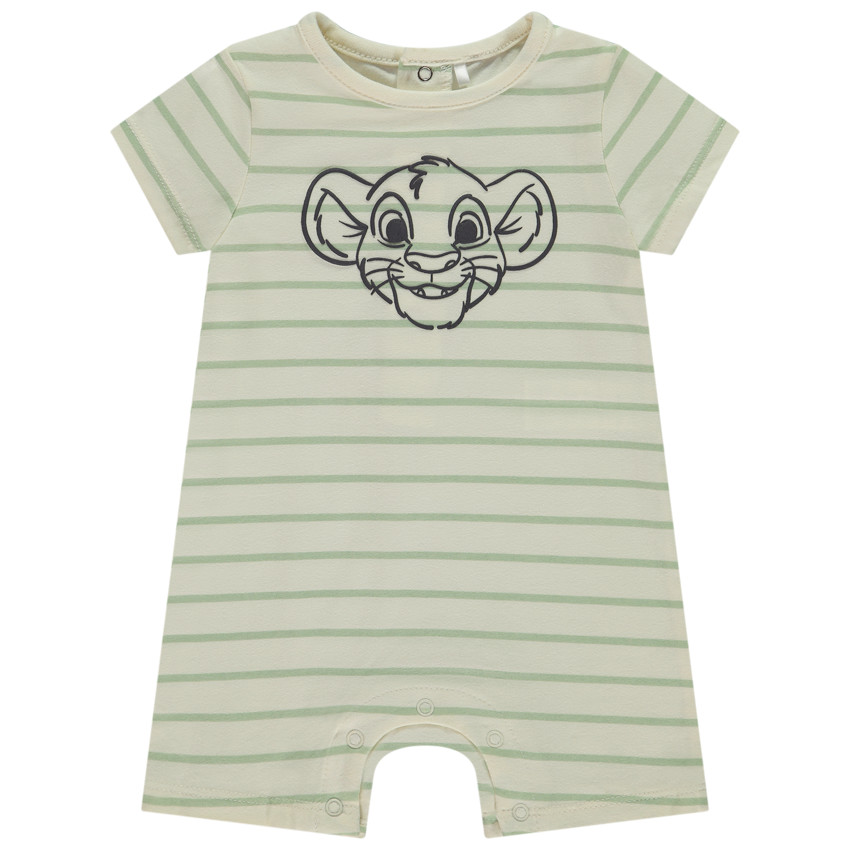 Korte jumpsuit met gestreept gomprint Simba Disney voor babyjongen 