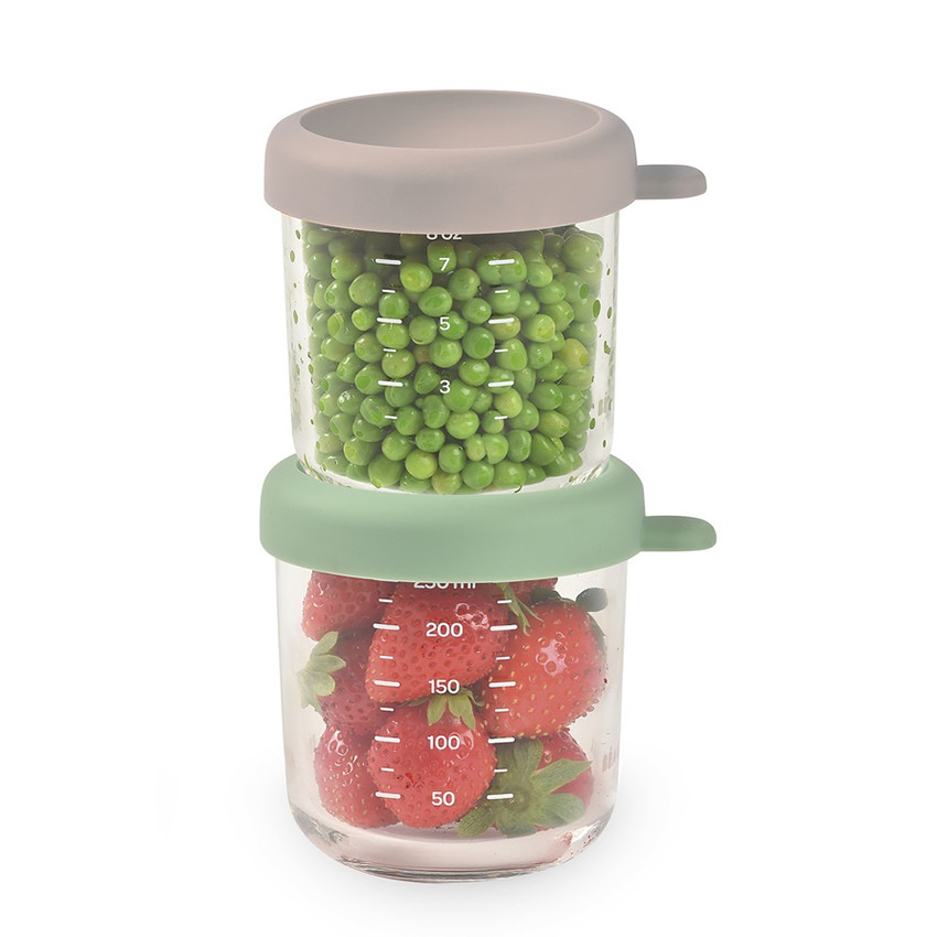 Lot de 2 petits pots de conservation en verre 250ml Sage Green Gazelle 