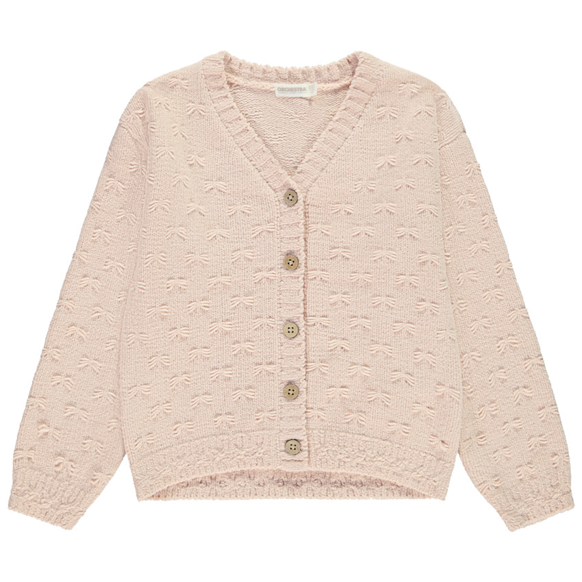 Gilet uni en tricot fantaisie demi-oversize pour fille 