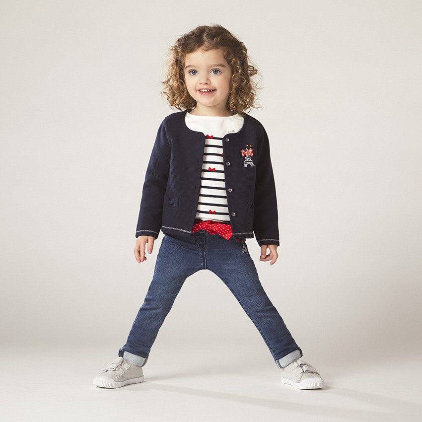 Marinière à manches longues volantées pour bébé fille 