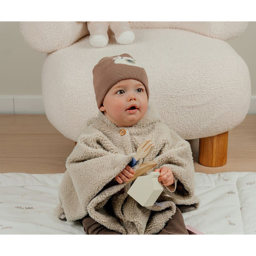 Poncho en Groloudoux Sherpa 6/12m Latte 