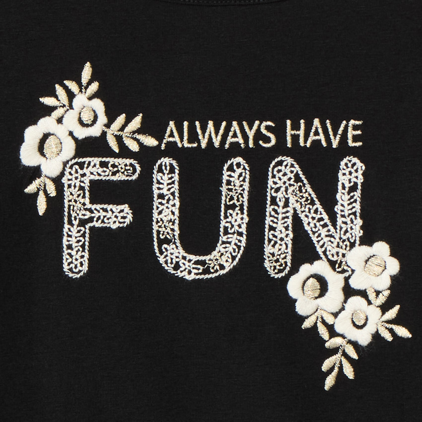 T-shirt met lange mouwen, geborduurd, meisjes 