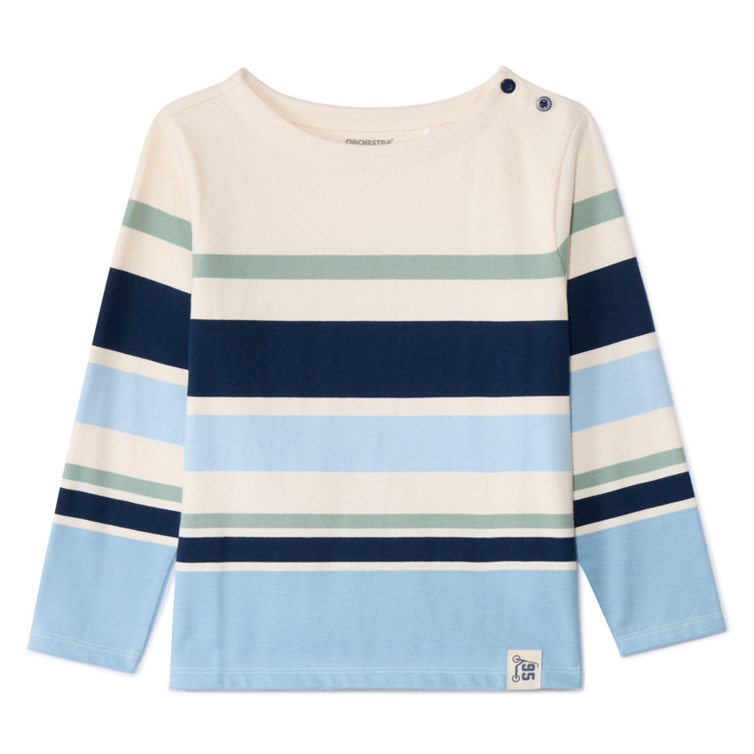 Gestreepte longsleeve marinière jongens in écru kleur 