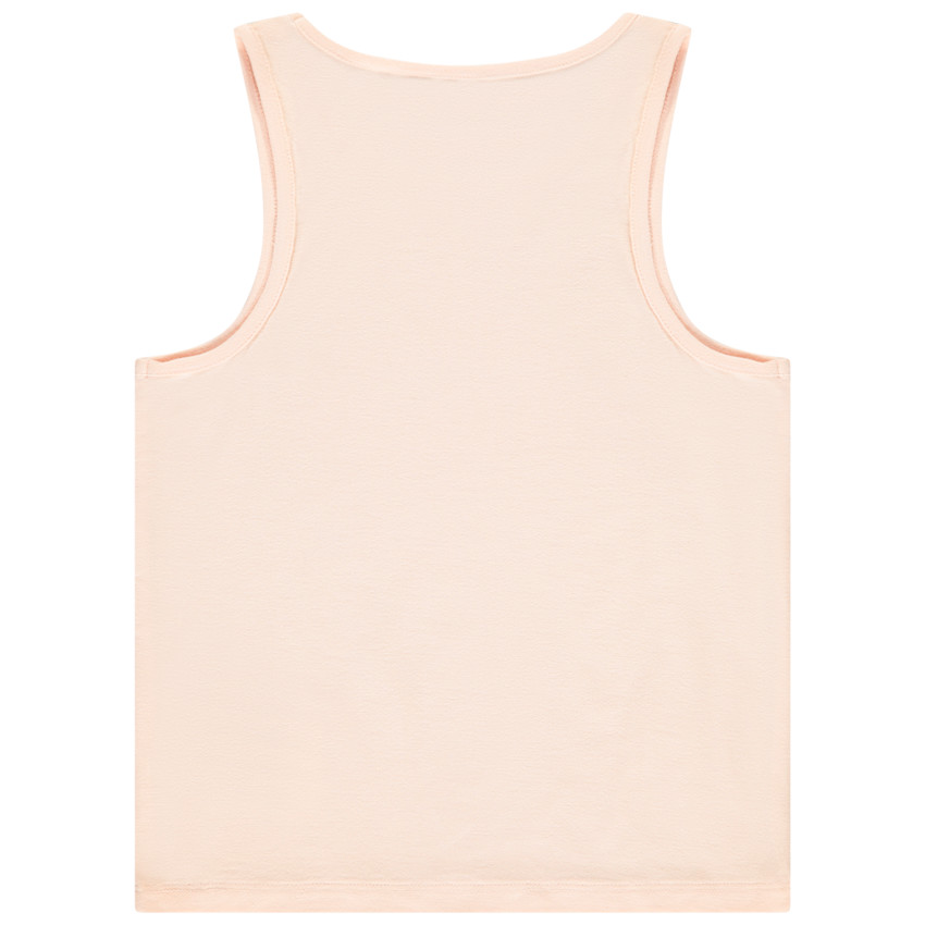 Abrikozenkleurige jersey slub top met fantasieprint voor meisjes 