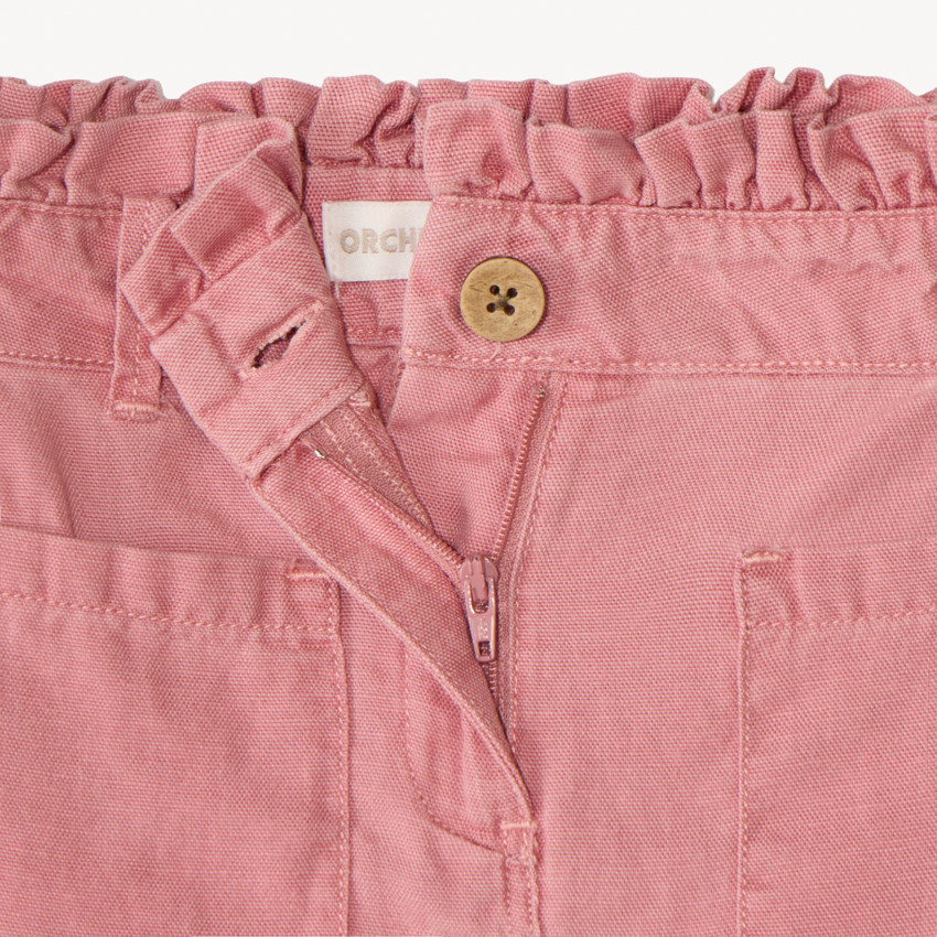 Pantalon en toile à taille élastiquée pour fille 