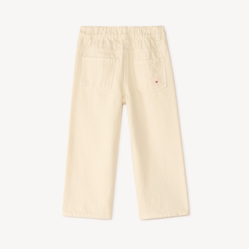 Jean en toile broderies fleuries pour bébé fille 