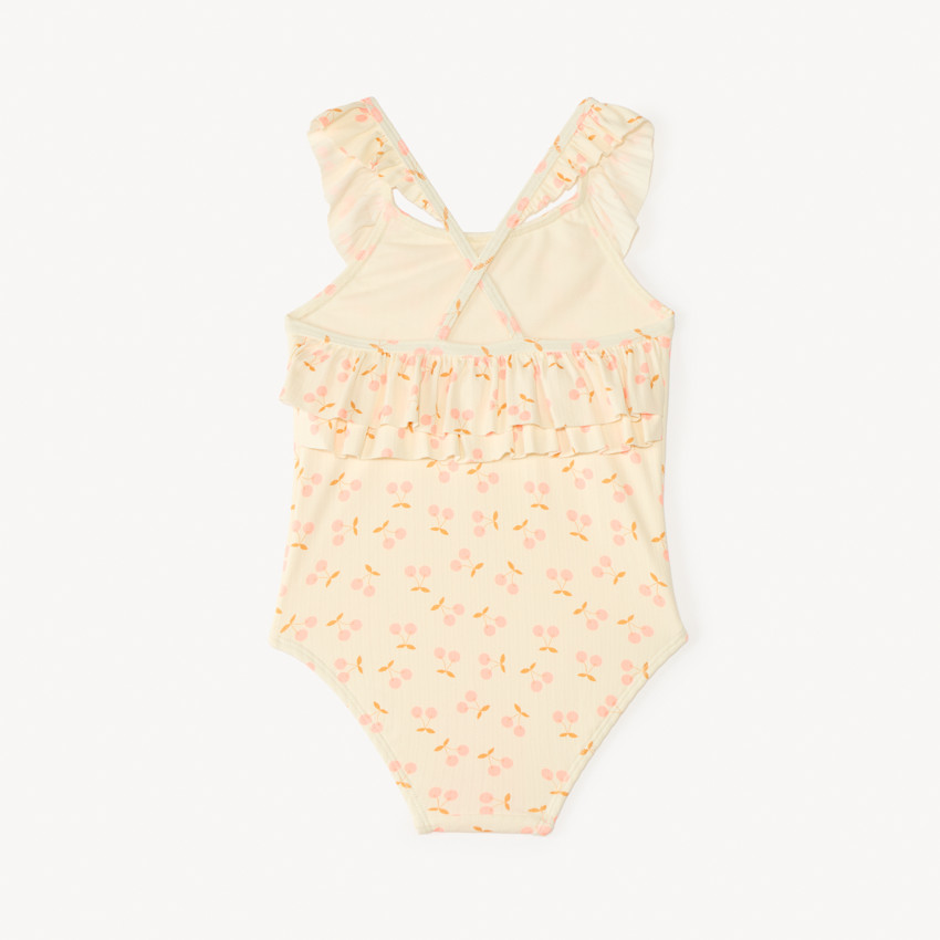 Maillot de bain 1 pièce à volants et imprimé cerise pour bébé fille 