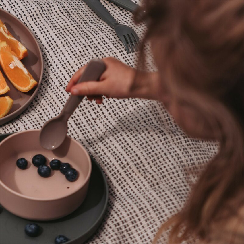 Set de 6 couverts Tiny Bioplastique – Moka/Olive 