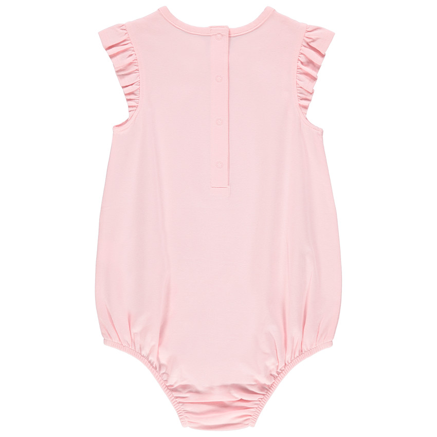 Korte katoenen jumpsuit met pofmouwen voor meisjes 