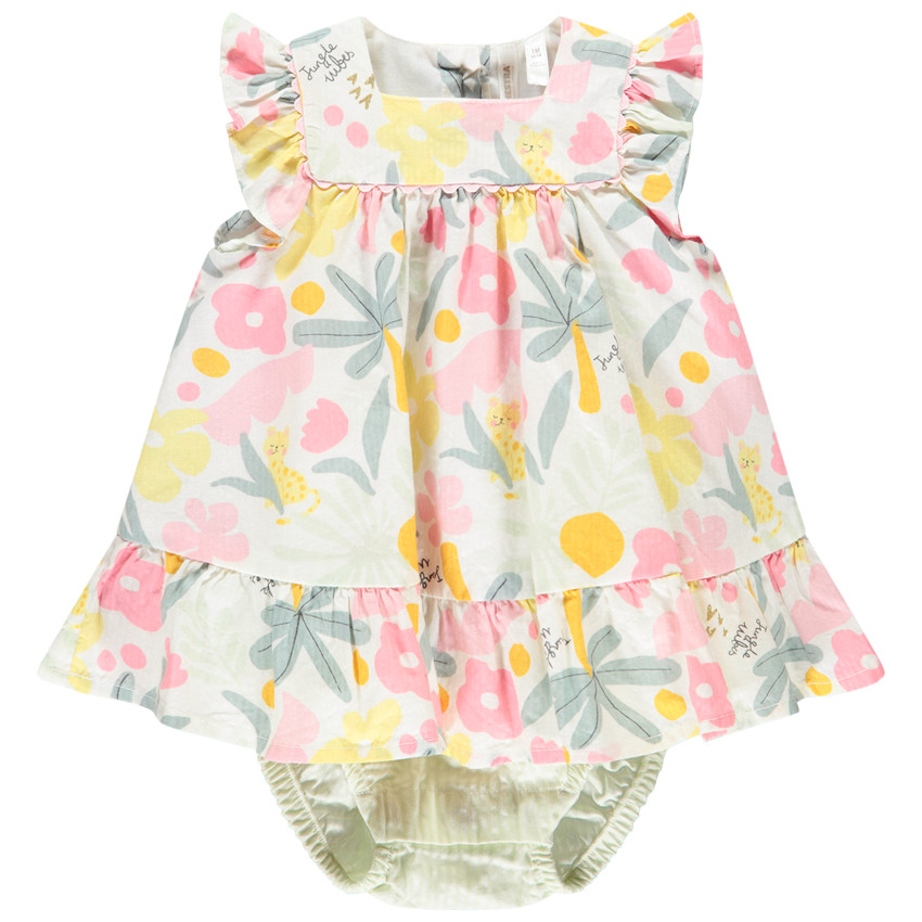 Combi-robe en seersucker imprimé jungle pour bébé fille 