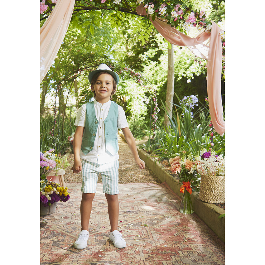 Bermuda en toile avec rayures placées pour garçon 