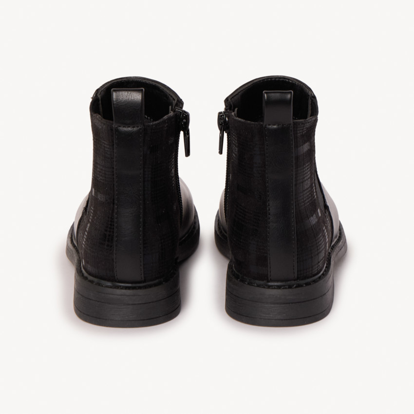 Booties met rits in leder effect met ruitpatroon voor meisjes 