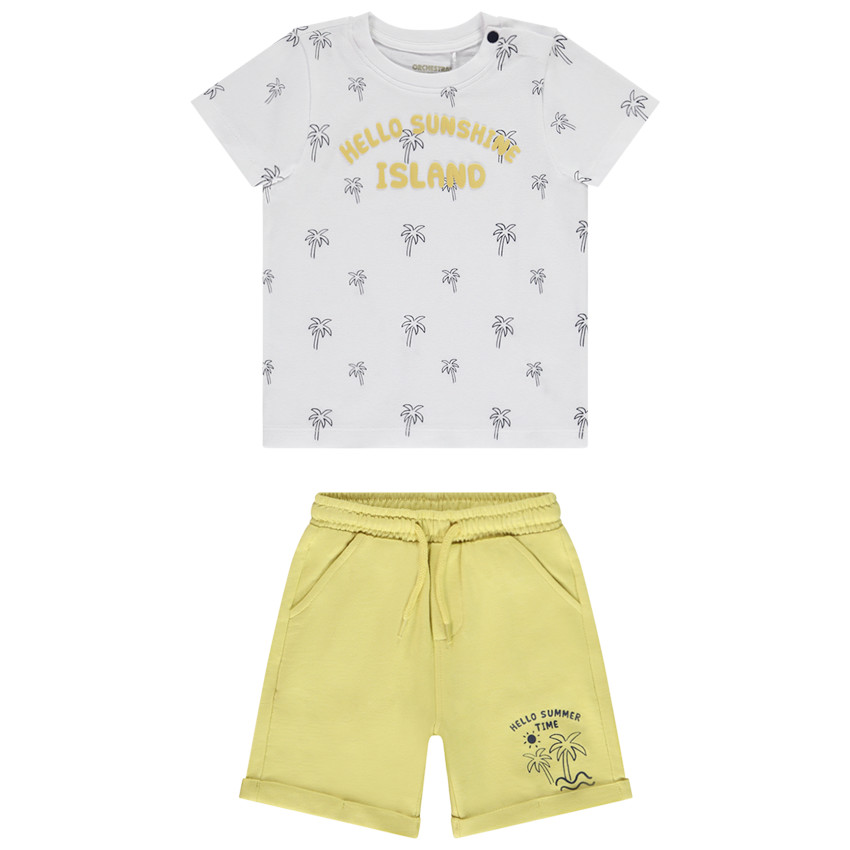 Ensemble t-shirt manches courtes piqué + short molleton pour bébé garçon 