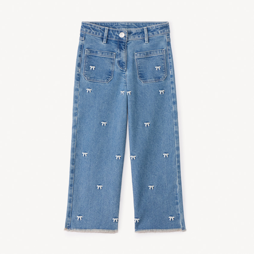 Baggy jeans met geborduurde strikjes voor meisjes 