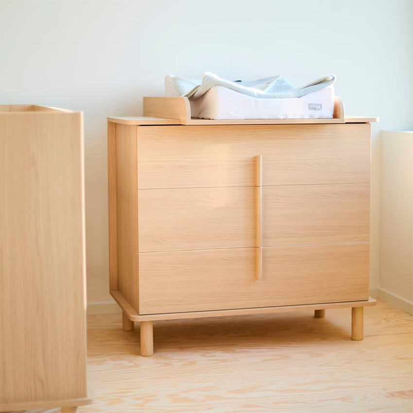Commodes 3 tiroirs avec Plan à langer Nordica Natural 