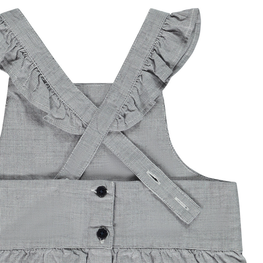 Korte salopette met mini-ruitjes en borduren voor baby meisje 