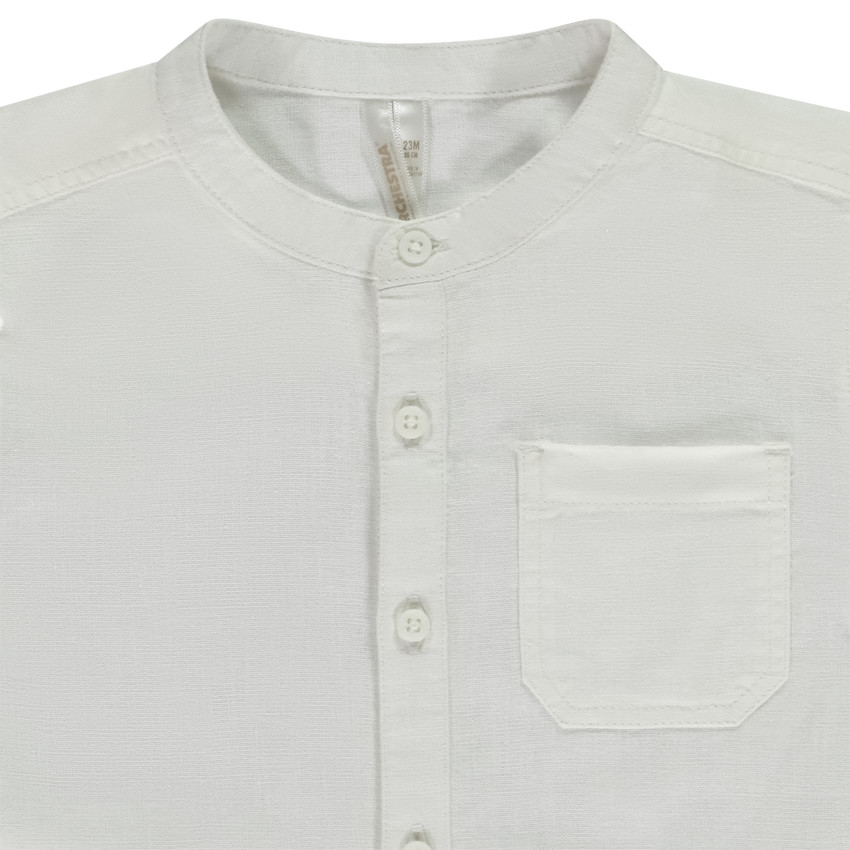 Korte mouwen effen hemd met Mao-kraag voor jongen 