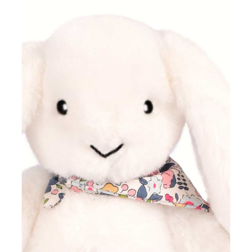 Peluche Lapin Fleurette 35cm Blanc 