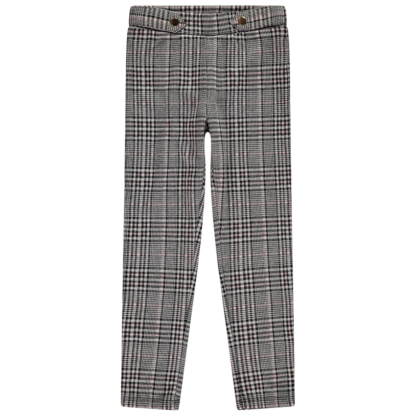 Legging milano à carreaux avec pattes décoratives pour fille 