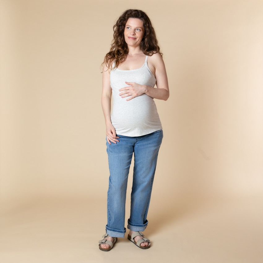 Effen voedingsshirt met geïntegreerde beha 