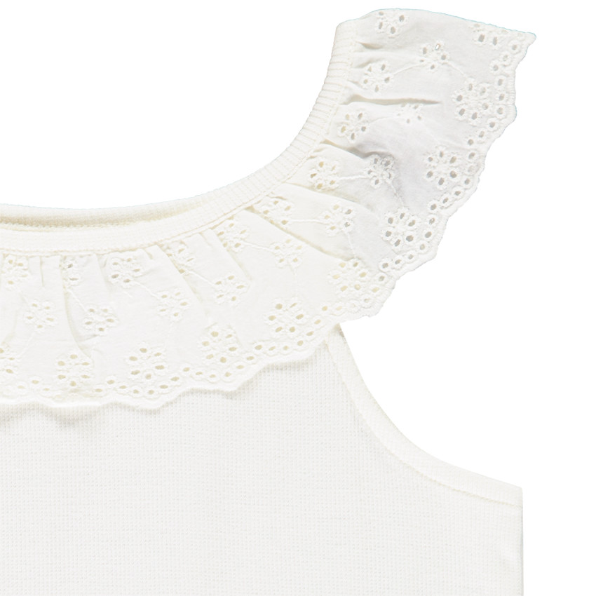 Débardeur à collerette volantée en broderie anglaise fille 