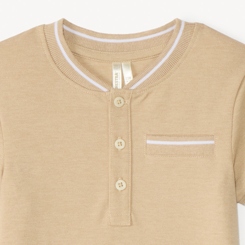 Polo manches courtes uni à col teddy pour bébé garçon 