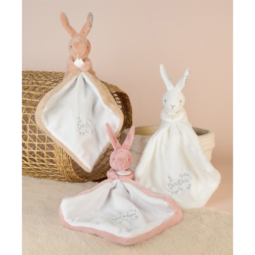 Doudou Lapin mouchoir 10cm Blanc 