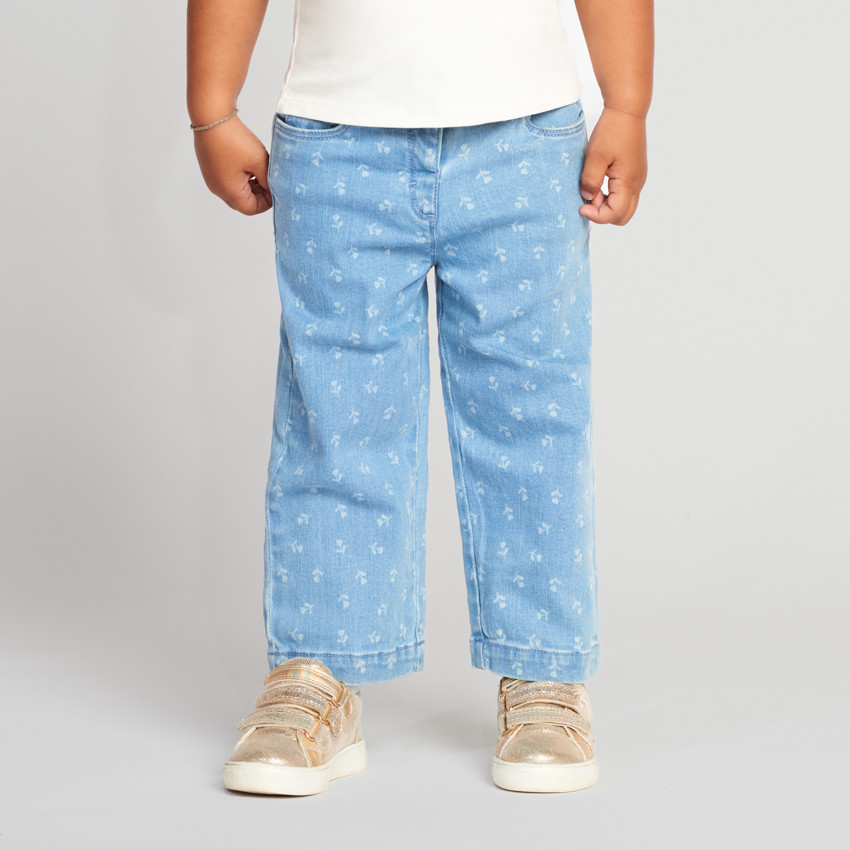Jean large imprimé fleurs pour bébé fille 