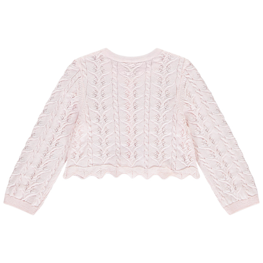 Gilet court en tricot ajouré pour bébé fille 