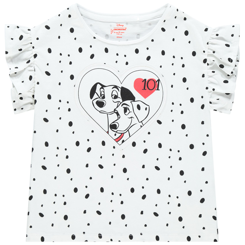 T-shirt manches courtes print 101 Dalmatiens Disney en coton bio pour enfant fille 