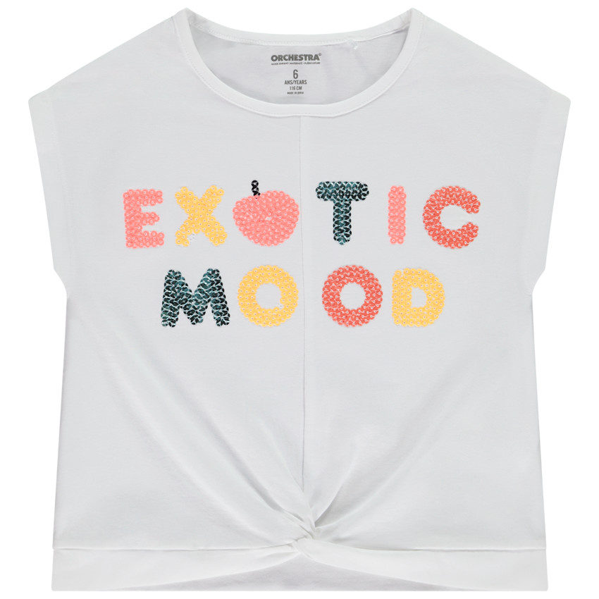 Korte mouwen T-shirt met pailletten en knoop effect voor meisjes 