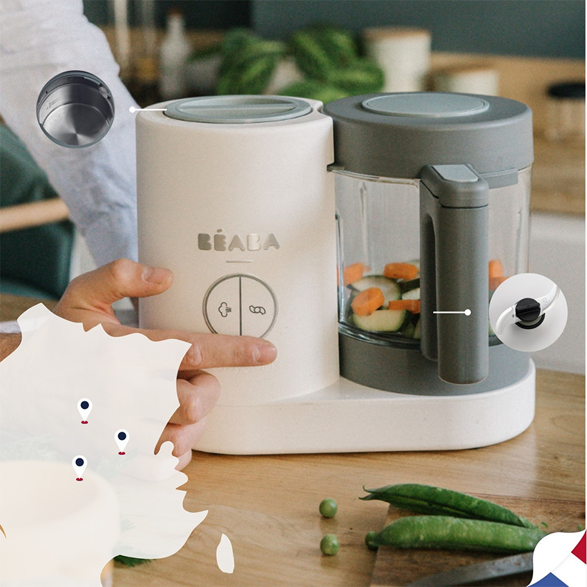Babycook Néo robot cuiseur bébé 6 en 1 made in France gris/blanc 