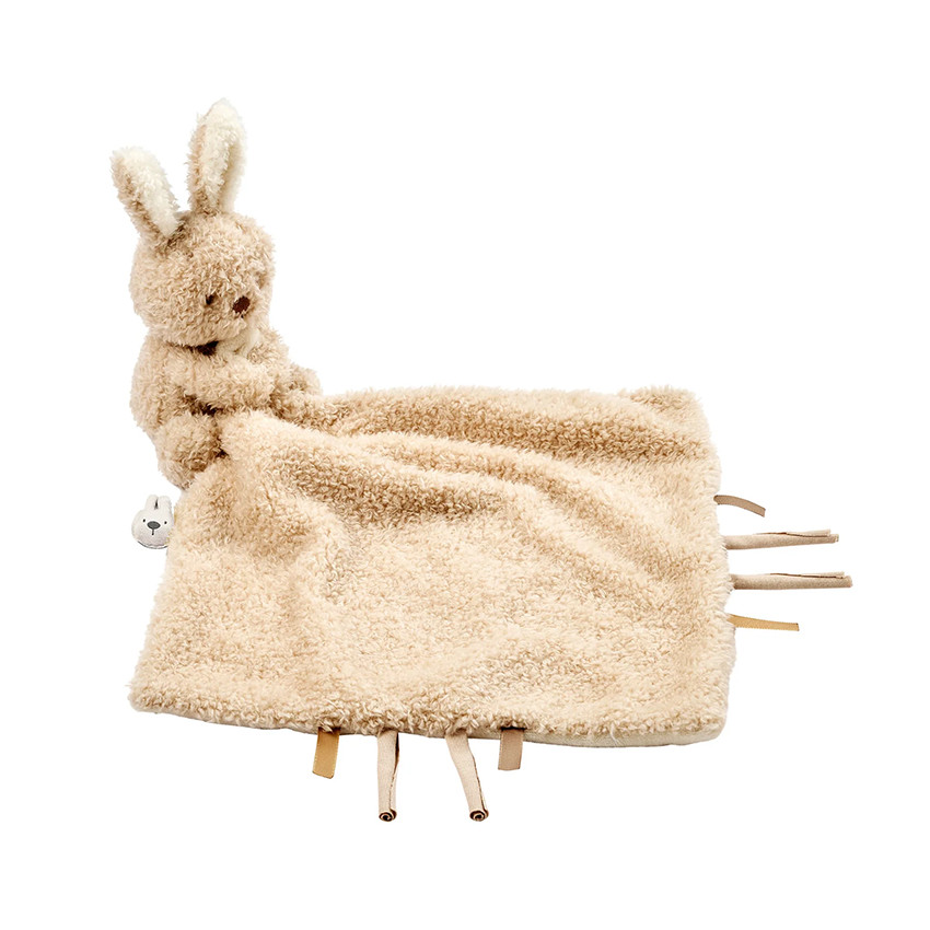 Doudou avec peluche lapin - Teddy - Beige -  
