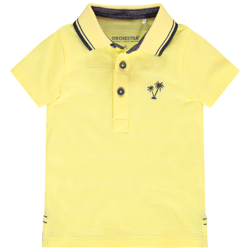 Polo manches courtes en jersey et détails chambray pour bébé garçon 