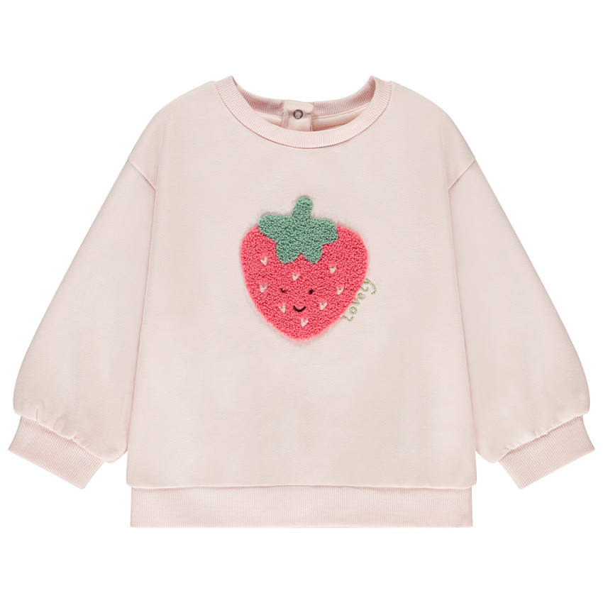 Sweatshirt in fleece met geborduurd fruit voor baby meisje 