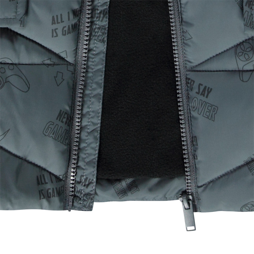 Donsjas microfleece met kap fantasieprint voor jongens 