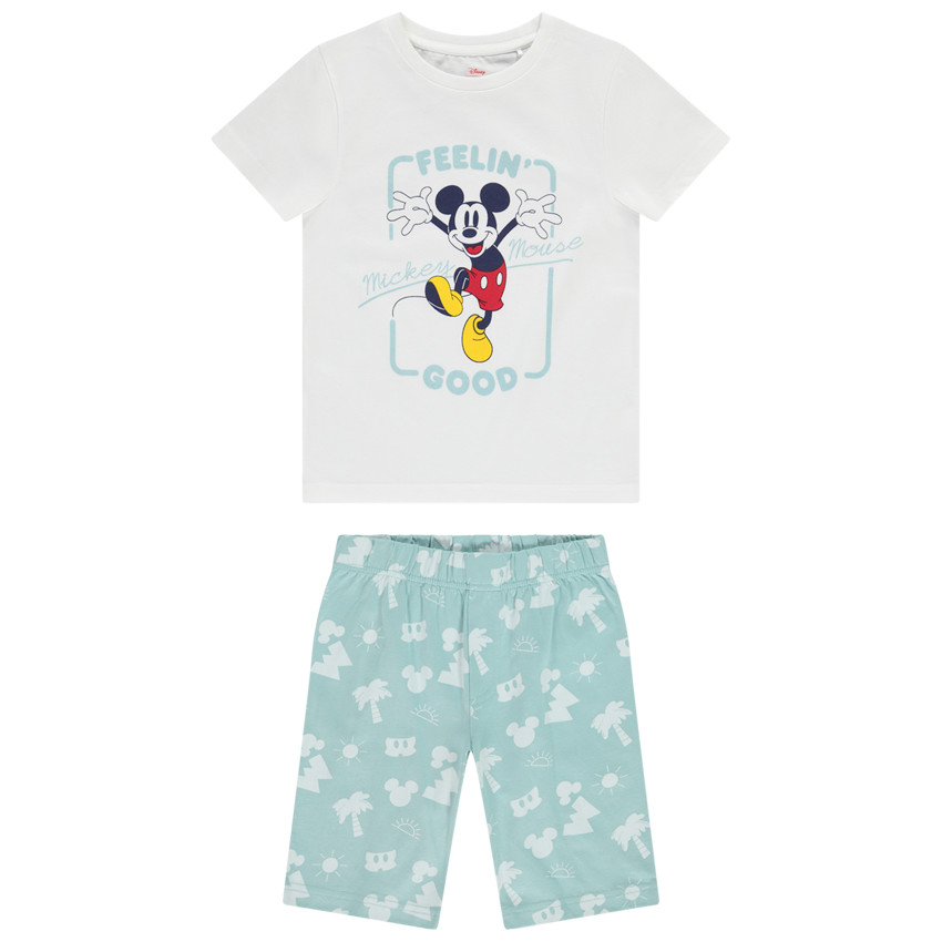 Set 2 pièces t-shirt manches courtes Mickey Disney + short fantaisie pour garçon 