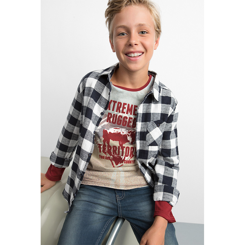 Junior ) Slim-fit jeans met used effect en kruisjes aan de knieën 