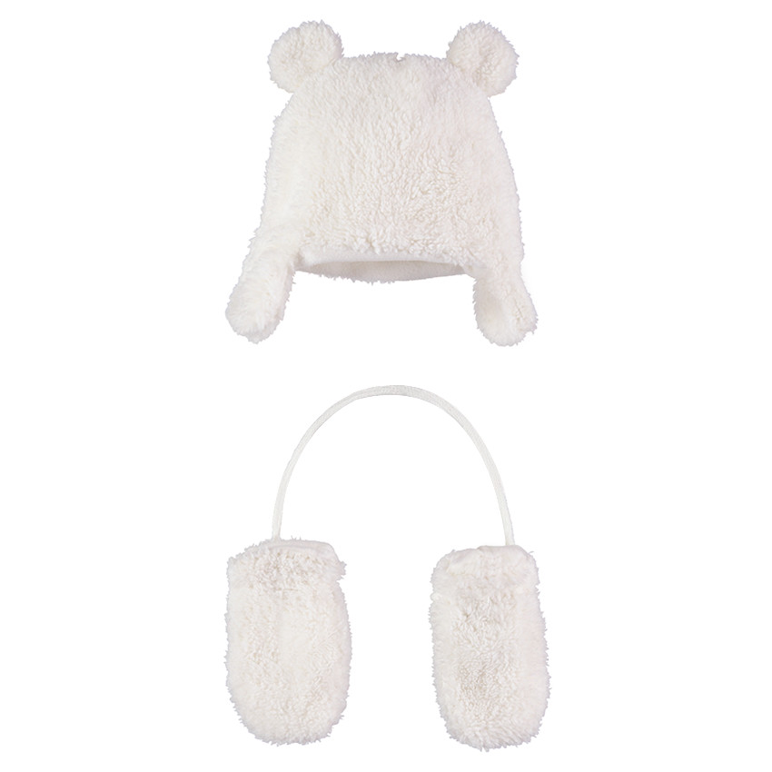 Ensemble bonnet et moufles en sherpa 