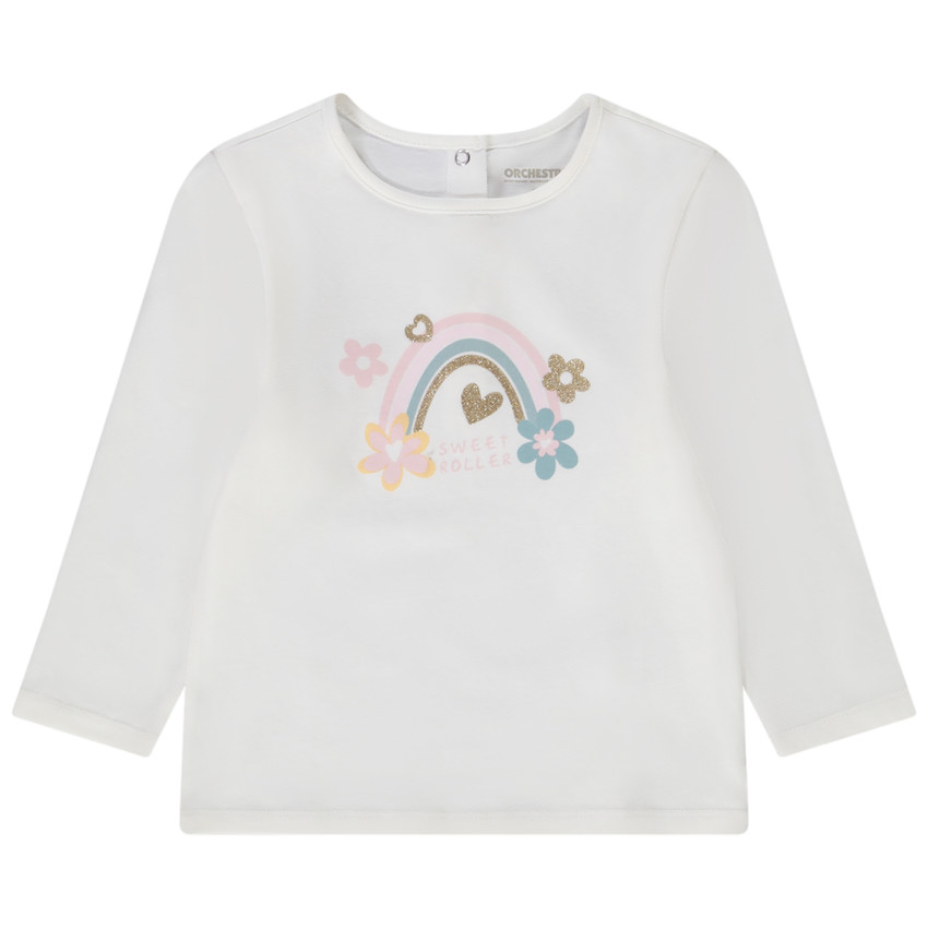 Lange mouwen T-shirt met regenboog print voor baby meisje 