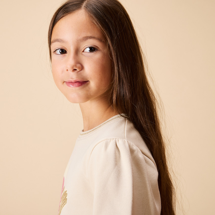 Fleece jurk met lange mouwen en glinsterend print voor meisjes 