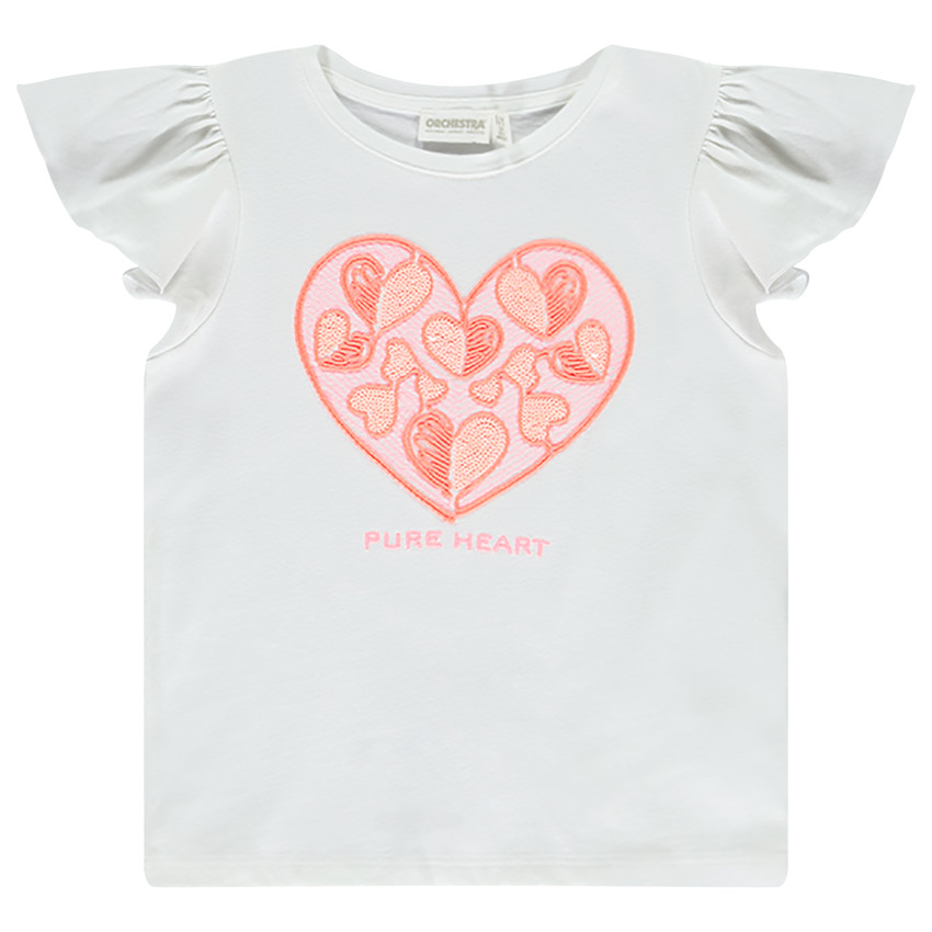 T-shirt korte mouwen ruche met borduurwerk voor meisjes 